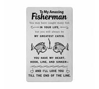 Richesele Cadeau de pêche pour homme, petit ami, mari - Carte « To My Amazing Fisherman » - Cadeau romantique de pêche pour Noël, la Saint-Valentin, un anniversaire de mariage