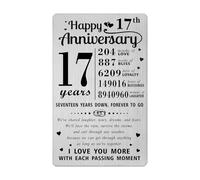 Richesele Carte de 17e anniversaire de mariage - Carte portefeuille pour 17 ans de mariage - Décorations cadeaux pour mari, épouse, lui, elle