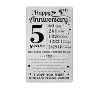 Richesele Carte de 5e anniversaire de mariage - Carte portefeuille pour 5 ans de mariage - Décorations cadeaux pour mari, épouse, lui, elle