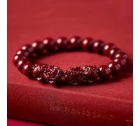 Richesse Perle Feng Shui Bracelet Double Pixiu Bracelet Naturel Cinabre Cristal Pierre Bracelet Pi Yao Dragon Bracelet Richesse Bonne Chance Amulette Reiki Chakra Cristal Quartz Bra, Gold,Red, 10mm