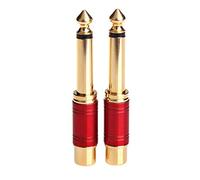 Richeyty 6,35 mm 1/4" mâle mono vers femelle Adaptateur audio d'interconnexion Prise de conversion (rouge Lot de 2)