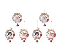 Richeyty 6 Pièces Décorations d'arbre de Noël en Bois Décorations d'arbre de Noël Pendentif Guirlande Arc Cloches Anneau en Bois Suspendu 4,7 Pouces