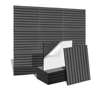 Richeyty Lot de 12 panneaux acoustiques avec test sonore autocollants, panneaux muraux insonorisés de 14 x 12 x 0,4 pouces pour chambre et bureau