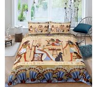 richhome Ancienne Egypte Housse de Couette 200x200cm Tribu Ensemble de literie Enfants Adultes Culture égyptienne Parure de Lit Style égyptien Literie Set décoration de Chambre 3 pièces