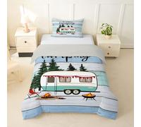 richhome Camping Literie Set Happy Camping Parure de Lit pour Garçons Filles Accessoires De pour Remorques Voyage Housse Couette 140x200cm 2pcs Cartoon Car Room Decor RV