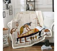 richhome Couverture polaire égyptienne antique pour garçons et filles Pharaon avec couverture en peluche pour canapé, lit et salon Momies Asie et Afrique (76,2 x 101,6 cm)