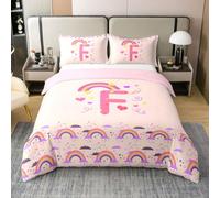 richhome Housse De Couette 140x200cm Mignon Bleu Noeud Papillon Parure de Lit 100% Coton Glitter Diamond Housse Couette avec 1 Taie d'oreiller 65x65 cm Personnalisé Lettre Z Douce 2 Pièces