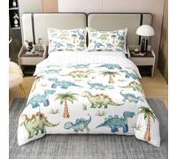 richhome Housse De Couette 200x200cm Coton Dinosaures Parure de Lit 3 Pièces Faune Sauvage Ensembles Housses Couette Impression Numérique 3D Réversible avec Fermeture Éclair