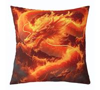 richhome Housse de coussin motif dragon - 45,7 x 45,7 cm - Aquarelle rouge et orange - Motif animal sauvage - Pour enfants, adolescents et adultes - Décoration abstraite - Pour chaises de salon