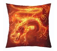 richhome Housse de coussin motif dragon abstrait, 45,7 x 45,7 cm, housse de coussin décorative 3D pour enfants, adolescents et adultes, housse de coussin à imprimé dragon orange rouge pour bureau,