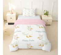richhome Pâques Literie Set Four-Leaf Clover Parure de Lit pour Garçons Filles Rustique Ferme Housse de Couette 140x200cm 2pcs Drôle Chambre Sombre Décor Lapin