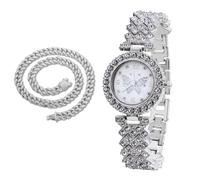 richhut Montre diamant de luxe pour filles et adolescentes - Plaqué or véritable/platine 18 carats - Bracelet de 29 mm à motif papillon de 19,6 cm - Boîte cadeau incluse - En option avec chaîne