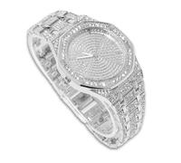richhut Montre diamant pour homme avec cadran octogonal glacé de 20 mm de large, bracelet plaqué or véritable/blanc 18 carats, avec chaîne à maillons cubains en option, cadeau pour petit ami, mari