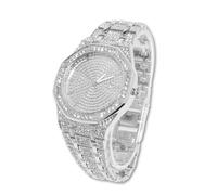 richhut Montre diamant pour homme - Cadran octogonal - Bracelet glacé de 20 mm de large plaqué or véritable/blanc 18 carats, avec chaîne à maillons cubains en option, cadeau pour petit ami, mari