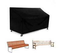 RICHIE Housse de banc de jardin 4 places imperméable, coupe-vent, anti-UV et indéchirable, en tissu Oxford 420D, pour extérieur, 193 x 66 x 63/89 cm, noir