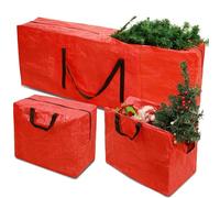RICHIE Lot de 3 grands sacs de rangement pour sapin de Noël avec 2 sacs de décoration de Noël pour arbres de Noël jusqu'à 2,3 m de haut, boîte de rangement facile à transporter, sacs de rangement