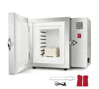 richigblosmum Four de Fusion Numérique 1500W, Contrôle de Température 0-800°C, Four pour Fabrication de Bijoux, Fonte à Cire Perdue, Argile Métallique, Inclut Gants et Outils (15x15x20 cm)