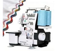 richigblosmum Surjeteuse Domestique 1300ppm - 12 Types D'overlock, Pied Presseur & Longueur De Point Réglables, Points Overlock 3 & 4 Fils pour Coutures sur Denim, Mailles, Coton
