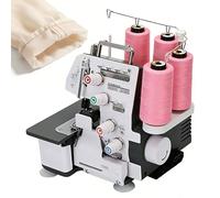 richigblosmum Surjeteuse Overlock Haute Vitesse 1300ppm, Points Ajustables 3/4 Fils, 12 Types D'overlock, Pied & Longueur De Point Réglables pour Tous Tissus