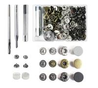 RichLuck Lot de 30 boutons pression en métal de 15 mm avec 4 outils d'installation, boutons pression sans couture pour jeans, vestes, sacs, ceintures, vêtements, cuir (3 couleurs)