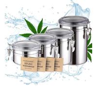 RichLuck Lot de 4 boîtes de conservation en acier inoxydable pour herbes I Taille 4 Récipients hermétiques pour herbes +4 Pack régulation d'humidité à 69% I Boîtes de conservation avec couvercle