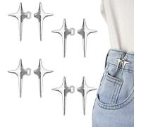 RichLuck Richluck Lot de 4 paires de boutons pour jeans - Design étoile magique - Boutons de taille réglables - Pas de pantalon de Sewetal - Taille serrée, RL-BT-06S, Argent (Silver)