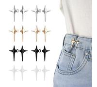 RichLuck Richluck Lot de 8 paires de boutons pour jeans - Étoile 4 magiciens - Plusieurs couleurs - Ajustables et pas de pantalon sewetal - Taille serrée, RL-BT-06S, Argenté/doré/noir/blanc