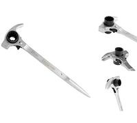 RICHMANN Clé à échafaudage 4 en 1 (19/22 mm) - Marteau + arrache-clous + poinçon conique & cliquet réversible - Cliquet d'échafaudage 12 points - Acier au chrome-vanadium (Cr-V) - avec 72 dents