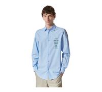 Richmond - Chemise en coton à rayures bleues avec impression textuelle minimale - Homme - Chemises - Bleu - Taille: M