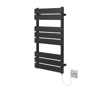 Richmond Porte-serviettes électrique chauffant Noir 400 x 800 mm | Panneau plat, radiateur de salle de bain, fixation murale