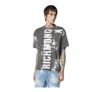 Richmond - T-shirt à manches courtes avec effet d'impression vintage et logo - Homme - Tops - Gris - Taille: S