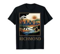 Richmond, Virginia City, Skyline, Coucher de Soleil sur la rivière T-Shirt