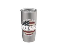 Richmond Virginia Drapeau américain vintage Gobelet isotherme en acier inoxydable double paroi