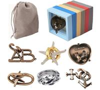 RICHOOSE | Casse-tête en métal pour adolescents, adultes et personnes âgées, casse-tête d'assemblage et de démêlage, casse-tête de test de logique IQ, niveau 1 à 6, avec un coffret cadeau transparent