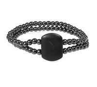RICHRAIN Bracelet En Perles D'hématite Magnétique Avec Pierre De Shungite Bijoux En Shungite Bracelet Extensible Multicouche (M 6,5 po)