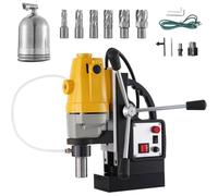 RICHRICH Perceuse Magnétique 1100 W, Diamètre d'Alésage de 1-1/2 pouce (40 mm), Perceuse à Colonne Magnétique MD40, 12000 N, 670 tr/min, avec 6 Fraises Annulaires HSS, Système de Forage, Construction