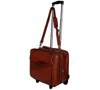 RICHSIGN Leather Accessories Valise à roulettes en cuir pour ordinateur portable 42 l 4 roues 45 cm, Havane, M, Bagages