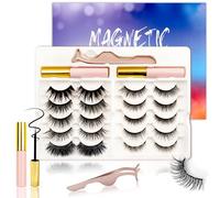 RICHSKY Richsky Lot de 10 paires de faux cils magnétiques 3D 5D réutilisables avec eyeliner imperméable, aspect naturel, sans colle, 10 pièces
