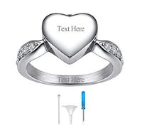 Richsteel Bague Coeur Urne Funeraire Personnalisable 59 Acier Inoxydable Anneau d'urne Humaine Homme Femme Bijoux Bagues Cendres Commémoratif pour Animal de Compagnie