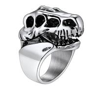 Richsteel Bague Punk Rock pour Hommes Femmes Modèle 3D d’Animaux Cornes/Tête de crâne/Requins/Tyrannosaurus Rex Anneau Fermé Taille 54-72