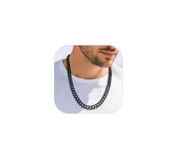 Richsteel Chaine Cubaine Noir Homme 70cm Collier Lien Maille 12mm Miami Maillons, Chaine Homme Acier Inoxydable