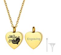 Richsteel Coeur Personnalisé Urne Pendentif Collier,Collier de Crémation Médaillon,Collier de Memorial, Cendres Support,Urne en Coeur, Memorial Cadeau,Cadeau Souvenir en Acier INOX 20+2" Chaîne