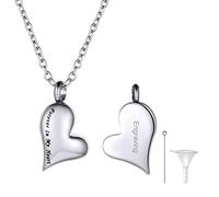 Richsteel Coeur Personnalisé Urne Pendentif Collier,Collier de Crémation Médaillon,Collier de Memorial, Cendres Support,Urne en Coeur, Memorial Cadeau,Cadeau Souvenir en Acier INOX 20+2" Chaîne