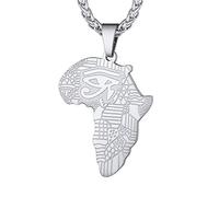 Richsteel Collier Afrique Homme Acier Inoxydable Pendentif Carte Afrique avec Oeil d'horus Bijoux Masculin Fantaisie Porte Bonheur pour Garçon