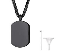 Richsteel Collier avec Pendentif Dog Tag Crémation Urne Cendres en Acier INOX 22+2" Chaîne + Kit de Remplissage Ton d’Noir Gravé Dog Tag crémation Ash Urne Collier Pendentif de Crémation Personnalisé