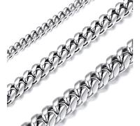 Richsteel Collier Chaîne Miami Cubain-Chaîne Gourmette à Maillons Cubains 6MM,14"(36cm) en Acier inoxydable 316L Couleur Argenté Miami Cubain Lien Chaîne Hommes,Collier pour Homme,Cadeau pour Homme