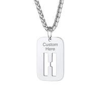Richsteel Collier Garçon Initiale Pendentif Homme Prénom Personnalisé Acier Inoxydable Plaque Gravé Initiale H Creusé Bijoux Lettres Fantaisie Cadeau Noel Anniversaire pour Hommes Femme