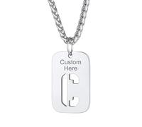 Richsteel Collier Garçon Initiale Pendentif Homme Prénom Personnalisé Acier Inoxydable Plaque Gravé Initiale C Creusé Bijoux Lettres Fantaisie Cadeau Noel Anniversaire pour Hommes Femme