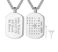 Richsteel Collier Gravure Personnalisé Calendrier Plaque Dog Tag Ouvrant Urne Funéraire Cendres Incinération Mémorial Contenant Cremation Souvenir Militaire Armée Acier Inoxydable