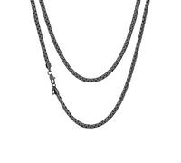 Richsteel Collier Homme Acier Inoxydable Chaine à Maillons Boîte Chaine Noir Homme Cadeaux pour Enfants Bijoux de Mode la Saint-Valentin 50 cm de Longueur, Chaine Hip Hop Rockeur